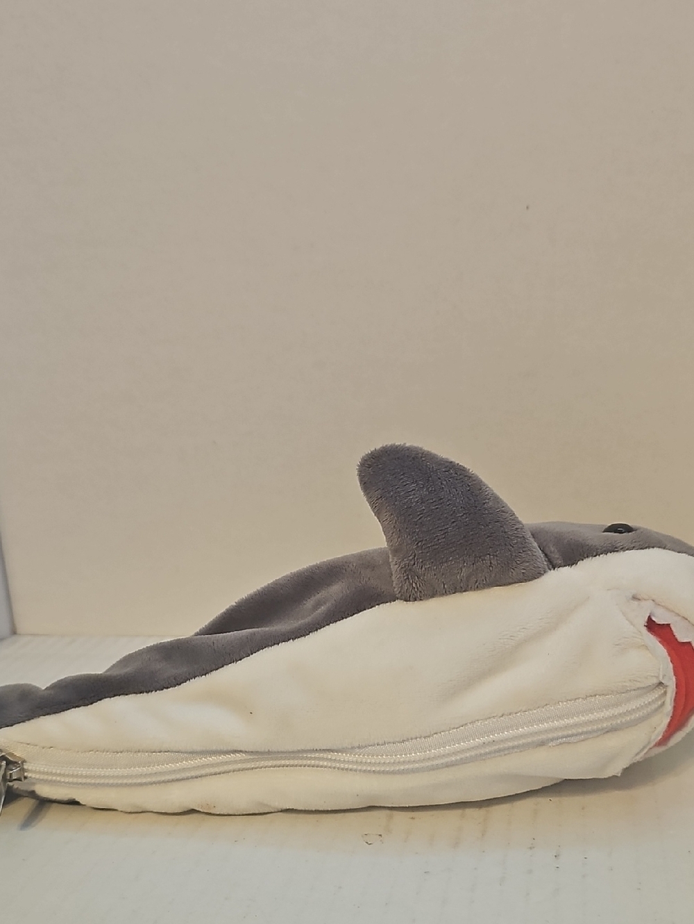 Gray and White Shark Plush Pouch - Kids Stuffed Animal Accessory